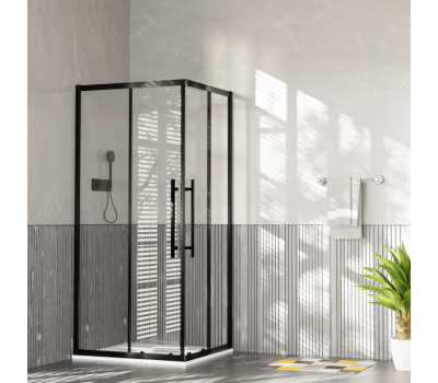 Ограждение душевое ESBANO ESF-90D1+110D2-B Размер: 90х110х195  черный матовый 