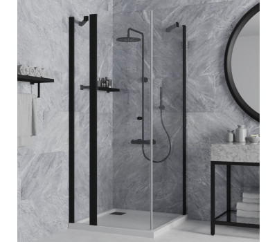 Душевое ограждение 90х90 см PAINI Cox, квадратное, распашное, универсальное, черный (YO) 78YO9090 