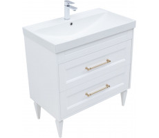 Тумба с раковиной Aquanet Бостон new 80 (Flash) цв.белый сатин, ручки золото 00347846 Тумба с раковиной Aquanet Бостон new 80 (Flash) цв.белый сатин, ручки золото 00347846