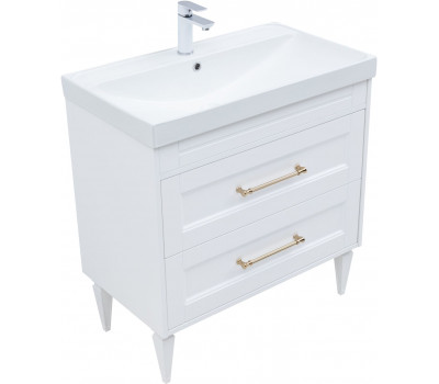 Тумба с раковиной Aquanet Бостон new 80 (Flash) цв.белый сатин, ручки золото 00347846 Тумба с раковиной Aquanet Бостон new 80 (Flash) цв.белый сатин, ручки золото 00347846