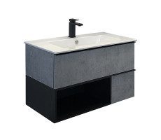 Тумба-умывальник Comforty Франкфурт 90 бетон светлый с раковиной Quadro 90 