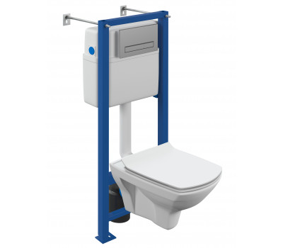 Комплект Cersanit CARINA XL CO DPL EO slim инсталляция VECTOR кнопка BLICK пластик хром матовый 64440 белый 