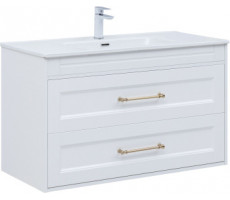 Тумба под раковину Aquanet Бостон new 100 белый сатин (ручки золото) 00347183 Тумба под раковину Aquanet Бостон new 100 белый сатин (ручки золото) 00347183