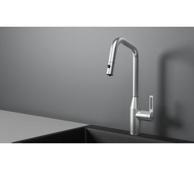 Смеситель для кухни GRANULA GR-8171, НЕРЖ, С ВЫДВИЖНЫМ ИЗЛИВОМ 