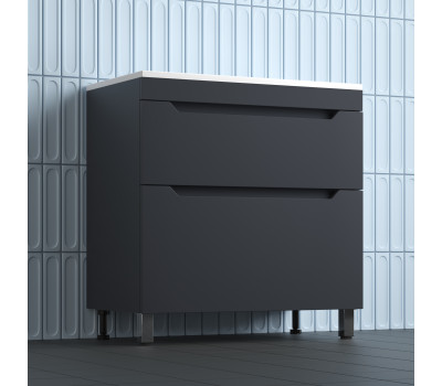 Тумба напольная Style Line Остин под раковину Фортуна 80 2 ящ графит эмаль PLUS ЛС-00002396-1 