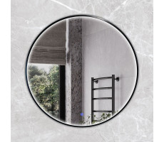 Круглое зеркало в алюминиевой раме Comforty Вега-75 LED IC-подсветка, холодный свет, сенсор, чёрный матовый 00-00020727 