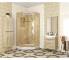 Душевая кабина Niagara Luxe NG-7702DG (1000x1000х2100) низкий поддон (15см) стенки ЗОЛОТО  