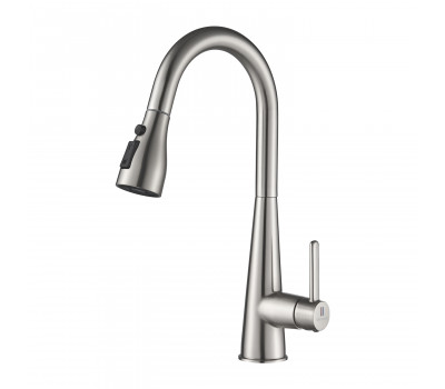 Смеситель для кухни с выдвижным изливом Shevanik S363L, сатин