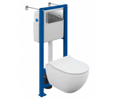 Комплект Cersanit BRASKO SMART CO DPL EO slim инсталляция VECTOR кнопка TWINS пластик хром глянцевы 68302 белый 