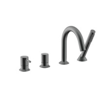 Смеситель для ванны на 4 отверстия NEMO Round NM-2352BGM  Gun metal 