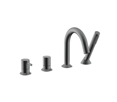 Смеситель для ванны на 4 отверстия NEMO Round NM-2352BGM  Gun metal 