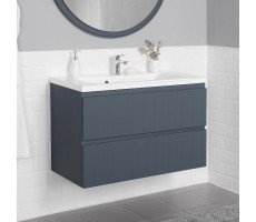 Комплект тумба Итана Kate 100 подвесная, с раковиной Milena 100, антрацит