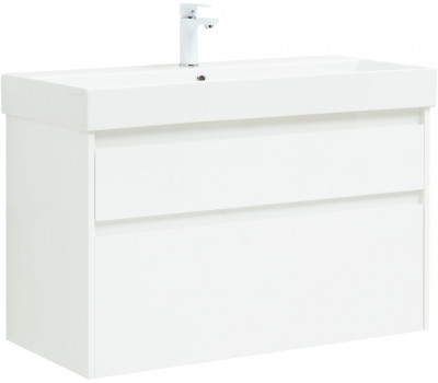 Тумба с раковиной Aquanet Nova Lite 100 2 ящ. (SLIM SYNERGY) цв. бел. глянец 00291826 Тумба с раковиной Aquanet Nova Lite 100 2 ящ. (SLIM SYNERGY) цв. бел. глянец 00291826