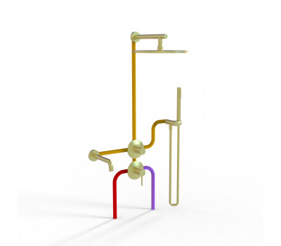 Комплект на 3 потребителя Cox PAINI, для ванны/душа, брашированное золото PVD 78PJSET36911SHBATH 