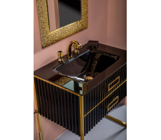 Тумба Armadi Art MONACO 80см черная глянец + золото под раковину моноблок 866-080-BG Тумба Armadi Art MONACO 80см черная глянец + золото под раковину моноблок 866-080-BG