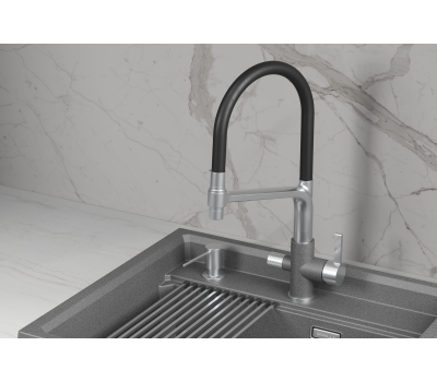 Смеситель для кухни GRANULA 5083, ГРАФИТ (ЧЁРНО-СЕРЫЙ) 