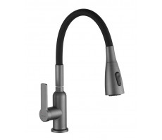 Смеситель для кухни с гибким изливом Shevanik S843T-3, оружейная сталь/черный