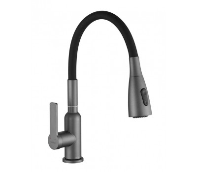 Смеситель для кухни с гибким изливом Shevanik S843T-3, оружейная сталь/черный