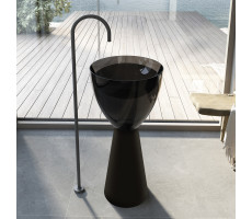 Раковина отдельностоящая прозрачная ABBER AT2703Onyx-Black черный/черный матовый 