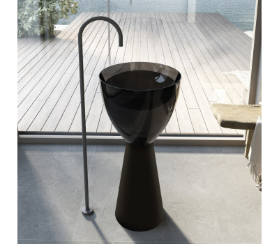 Раковина отдельностоящая прозрачная ABBER AT2703Onyx-Black черный/черный матовый 
