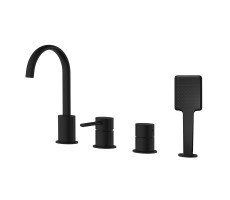 Смеситель на борт ванны Azario DELICATE каскадный, на 4 отверстия, черный матовый AZ-QA28173PA-0307APA 