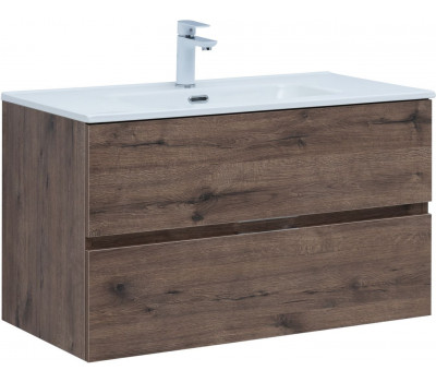 Тумба с раковиной Aquanet Алвита new 90 2 ящ. цв.дуб веллингтон табак 00335688 Тумба с раковиной Aquanet Алвита new 90 2 ящ. цв.дуб веллингтон табак 00335688
