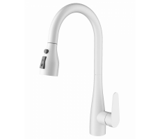 Смеситель для кухни с выдвижным изливом WONZON & WOGHAND, Белый матовый WW-121E201B-MW  Смеситель для кухни с выдвижным изливом WONZON & WOGHAND, Белый матовый WW-121E201B-MW