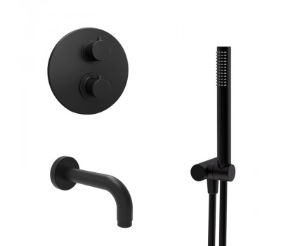 Комплект на 2 потребителя с термостатом Cox PAINI, для ванны с ручным душем, черный брашированный PVD 78PZSET26911THBATH 