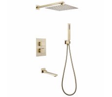 Душевая система ABBER Daheim AF8250G скрытого монтажа с изливом, термостат, золото матовое Душевая система ABBER Daheim AF8250G скрытого монтажа с изливом, термостат, золото матовое