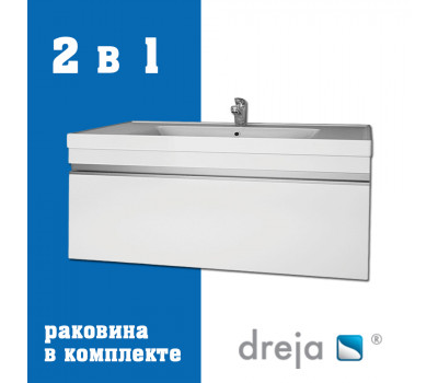 Тумба с раковиной подвесная Dreja Grace 90 см, белый