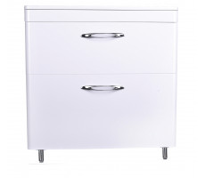 Тумба напольная Style Line Каре 80 (2 ящ.) Люкс белая, PLUS СС-00002267 