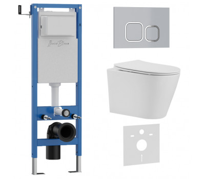 Комплект 3в1 IBERICA BLANCA инсталляция SILENCIO MINI, унитаз BURGOS ALTO белый, кнопка смыва ESTI-Q хром матовый (IB.001M.BRA.234.834) 