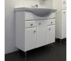 Тумба-умывальник Comforty Сочи-85 белый глянец с раковиной Сенеж 87 00004134639 