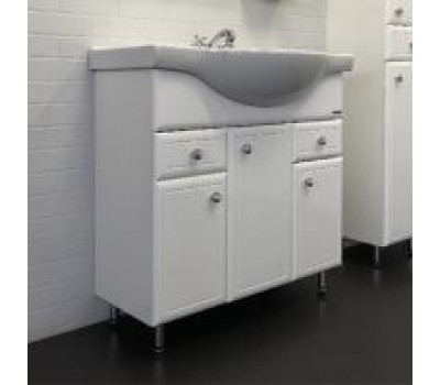 Тумба-умывальник Comforty Сочи-85 белый глянец с раковиной Сенеж 87 00004134639 