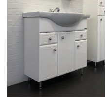 Тумба-умывальник Comforty Сочи-85 белый глянец с раковиной Сенеж 87 Тумба-умывальник Comforty Сочи-85 белый глянец с раковиной Сенеж 87