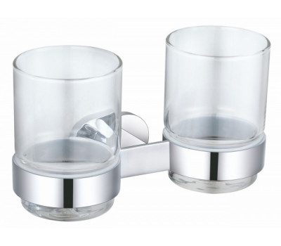 Два стакана для зубных щеток с держателем WONZON & WOGHAND, Хром WW-8428  Два стакана для зубных щеток с держателем WONZON & WOGHAND, Хром WW-8428
