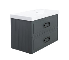 Тумба под раковину подвесная La Fenice Cubo TWIN FNC-01-CUB-G-90-2, серо-зеленая  Тумба под раковину подвесная La Fenice Cubo TWIN FNC-01-CUB-G-90-2, серо-зеленая