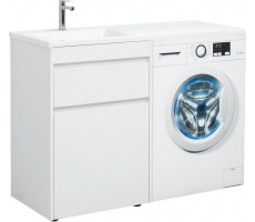 Тумба с раковиной Aquanet Токио 120L (Персона 120L) напольная 1 ящик, б/к цвет белый глянец 