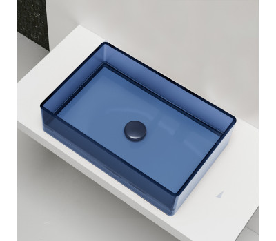 Раковина накладная прозрачная ABBER Kristall AT2803Saphir синяя 