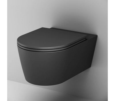 Унитаз подвесной FlashClean с сиденьем микролифт, матовый AM.PM Func C8F1701MBSC Черный матовый Унитаз подвесной FlashClean с сиденьем микролифт, матовый AM.PM Func C8F1701MBSC Черный матовый