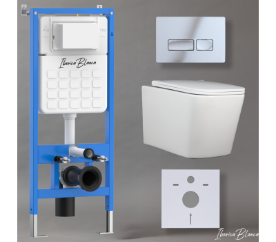 Комплект 3в1 IBERICA BLANCA инсталляция SILENCIO, унитаз TOLEDO ALTO белый, кнопка смыва ESTI-R хром глянцевый (IB001.TLA.234.213) Комплект 3в1 IBERICA BLANCA инсталляция SILENCIO, унитаз TOLEDO ALTO белый, кнопка смыва ESTI-R хром глянцевый (IB001.TLA.234.213)