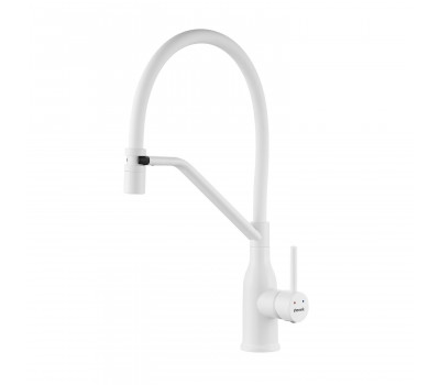 Смеситель для кухни с гибким изливом Shevanik S343C-1, белый