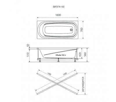 Ванна Европа 160 1ACreal Щ0000043363 