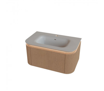 Тумба под раковину подвесная Knotlor ОБЛАКО 79 см светлый ясень рифленая 