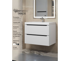 Тумба с раковиной для ванной 70 Uperwood Tanos подвесная белая/графит 29111020230 