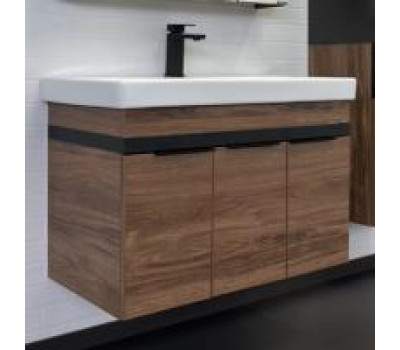 Тумба-умывальник Comforty Соло-90 дуб тёмно-коричневый с раковиной Адриана 90 00-00010979 