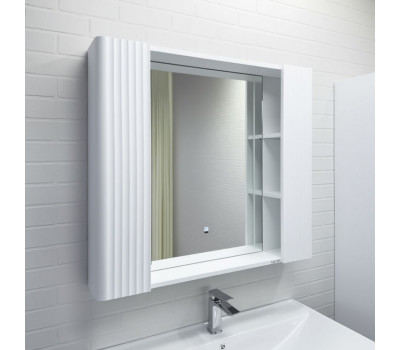 Зеркало-шкаф Comforty Ангара-90 белое, с LED подсветкой и антизапотеванием 00-00019941 