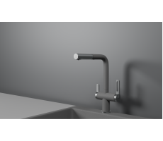 Смеситель для кухни GRANULA GR-8170, АЛЮМИНИУМ, С ВЫДВИЖНЫМ ИЗЛИВОМ 