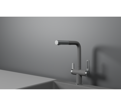 Смеситель для кухни GRANULA GR-8170, АЛЮМИНИУМ, С ВЫДВИЖНЫМ ИЗЛИВОМ 