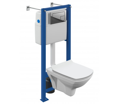 Комплект Cersanit CARINA XL CO DPL EO slim инсталляция VECTOR кнопка CORNER пластик хром глянцевый 64441 белый 